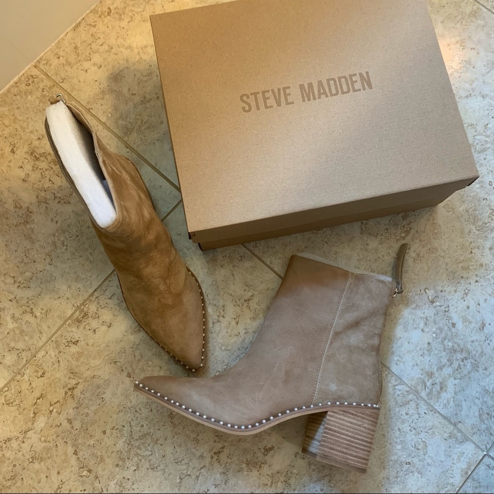Suede and Pearl Booties